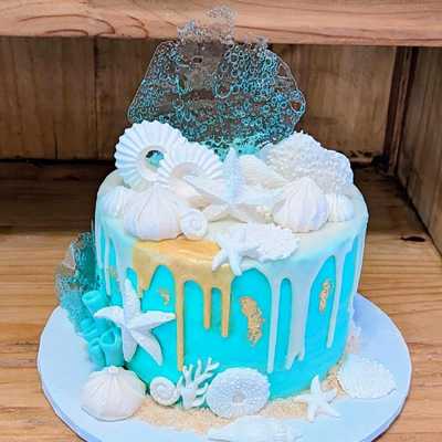Isomalt splash beach drip #cake #sugarglass