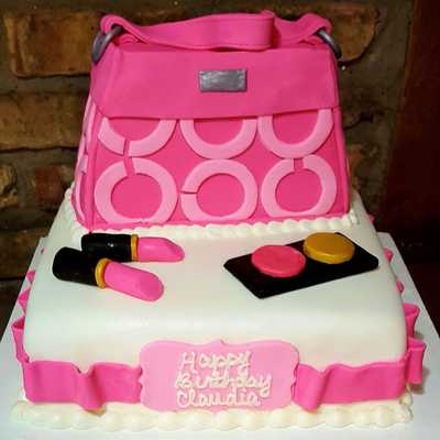 Ladies makeup and purse #cake