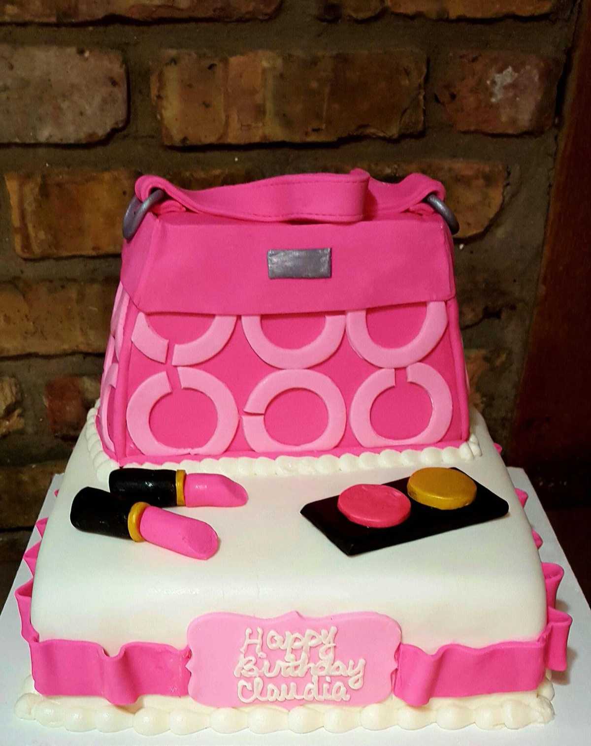 Ladies makeup and purse #cake