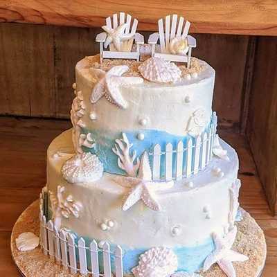 Beach themed #wedding #cake