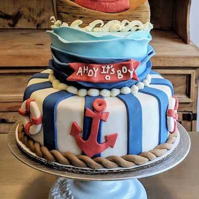 Nautical themed baby shower #cake