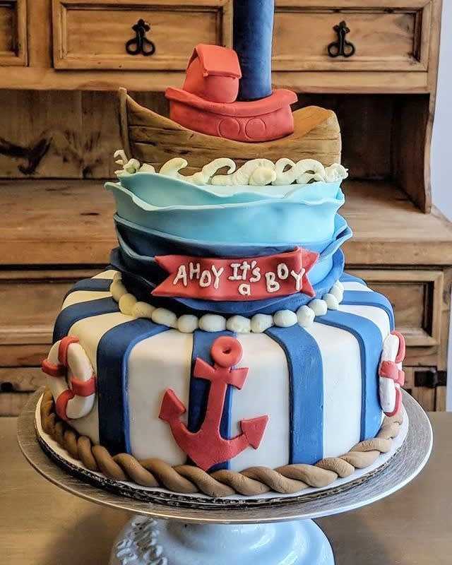 Nautical themed baby shower #cake