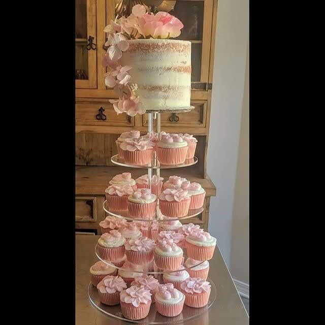 Naked wedding tower with #cupcakes #wedding #cake
